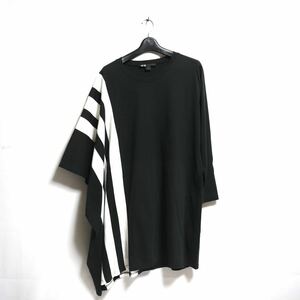 希少【Yohji Yamamoto adidas Y-3】アシンメトリー ロゴ 半袖 カットソー Tシャツ/ヨウジヤマモト アディダス ワイスリー/シャツ