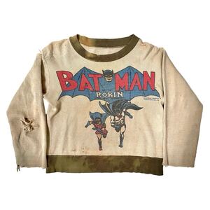 【40s】《BATMAN》Vintage Sweatshirt ヴィンテージ スウェット ツートン はらまき 染み込み 超希少 USA製