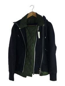 sacai◆ダブルライダースジャケット/1/コットン/NVY/19-04634