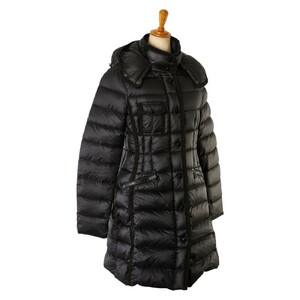 モンクレール エルミンヌ ロゴワッペン ロング ダウンコート サイズ:00 ブラック ナイロン ダウンフェザー レディース MONCLER 【中古】