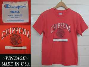 ビンテージ champion チペワ chippewa 3段プリント Tシャツ USAアメリカ製 VINTAGE チャンピオン Indian マッコイズ RRL ウエアハウスmodel