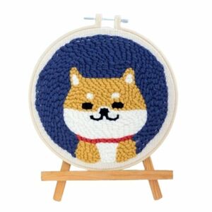 ★ガイド付き|パンチニードル専用|キット|柴犬柄|刺繍枠★ 手芸/簡単/初心者/刺しゅう/ニードルパンチ/刺繍専用布 [匿名配送 毎日発送]