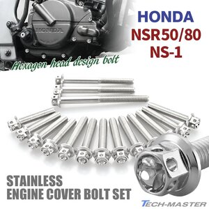 NSR50/80 NS-1 エンジンカバー クランクケース ボルト 16本セット ステンレス製 フラワーヘッド ホンダ車用 シルバーカラー TB6041