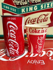 ★コカ・コーラグッズ昭和レトロ コカ・コーラ空缶350ml スチール缶Coke is it! 未使用紙コップ 