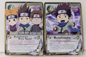 2枚　NARUTO　木の葉丸　木の葉丸軍団　R, N　レア、ノーマル　カード　英語版