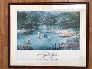 ピーター　エレンショウ　Peter Ellenshaw くまのプーさん　秋の紅葉　Pooh ディズニー　DISNY アートポスター　　額縁　中古品　絵画　絵