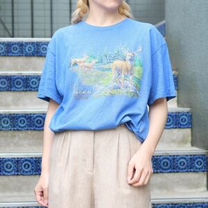 USA VINTAGE DEER PRINT DESIGN T SHIRT/アメリカ古着シカプリントデザインTシャツ