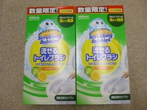 ジョンソン＆ジョンソン スクラビングバブル 流せるトイレブラシ 清掃道具 タワシ シトラス 本体 専用ブラシ4個入 2個セット 未開封 新品