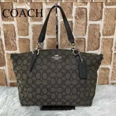 【美品】COACH トートバッグ シグネチャー　レザー キャンバス F27582