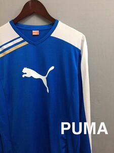 プーマ PUMA 【美品】サッカー トレーニング ウェア ビッグロゴ 長袖 ブルー メンズ Oサイズ ～◆&