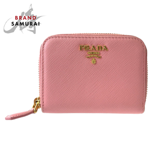 美品 PRADA プラダ サフィアーノ ジッピーコインパース ピンク ゴールド金具 レザー 1MM268 コインケース コンパクトウォレット 408026