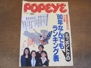 2405MK●POPEYE ポパイ 316/1990.6.6●’90年なんでもランキング表/いまどきブランド/開いててよかったベスト10/ベストカー選び/鈴木亜久里