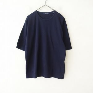 【未使用/定価1.1万】ハンドルーム HAND ROOM *クルーネックTシャツ*Mコットンネイビー無地ハーフスリーブ(2-2406-117)【20G42】