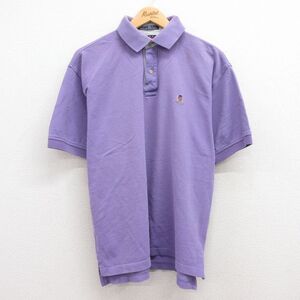 XL/古着 トミーヒルフィガー 半袖 ブランド ポロ シャツ メンズ 90s ワンポイントロゴ 鹿の子 コットン 薄紫 パープル 24apr04 中古 ト