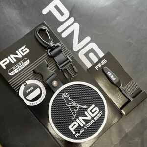 送料無料PING GOLFピンゴルフMr.PINGモチーフBIG PINGターゲットカップネプレ着脱カラビナ＋PINGグリーンフォーク(お買得2点セット)新品