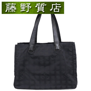 シャネル CHANEL ニュートラベルライン トートバッグ MM ショルダー A15991 ナイロン 黒 ゴールド金具 8255