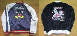 ミッキーマウス　スカジャン　Lサイズ　リバーシブル　別珍　刺繍　ベロア　富士山　Disney　ミニーマウス　souvenir jacket　ジャケット