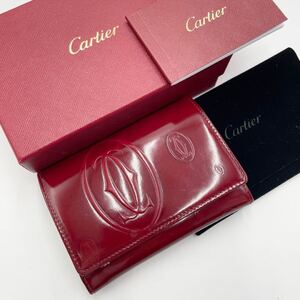 Cartier【ハッピーバースデーライン 美品】名刺入れ カードケース ボルドー カルティエ ビジネス 仕事 通勤 メンズ レディース