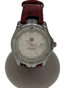 TAGHeuer◆クォーツ腕時計/アナログ/レザー/SLV/RED/WT1212/社外ベルト