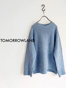 ウールカシミヤ TOMORROWLAND ミックスニット ブルー レディースSサイズ トゥモローランド