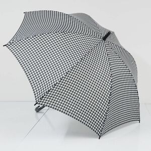 M02 MUJI 無印良品 傘 USED美品 しるしのつけられる傘 ギンガムチェック 白 黒 グラス骨 男女兼用 左利き兼用 60cｍ KR