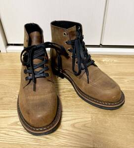 美品☆[BROKEN HOMME] 定価55,000 DAVIS BOOTS レザーワークブーツ 8 本革 ブラウン USA製 ブロークンオム