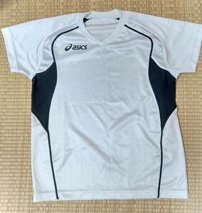 アシックス　半袖プラクティスシャツ　黒ライン　JASPO S　XW6580　Tシャツ　体操服　バレーボール used