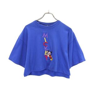 ベルバシーン 90s USA製 オールド ミッキーマウス 半袖 Tシャツ XL ブルー系 Velva Sheen レディース