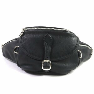 極美品▼CHROME HEARTS クロムハーツ スナットパック #1 レザー ダガージップ インボイス付 ショルダー ボディバッグ ブラック シルバー