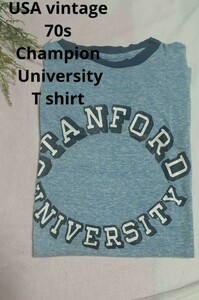 アメリカ古着　70年代　champion ユニバーシティ　リンガーシャツ　チャンピオン ロゴ Tシャツ　USA リンガー