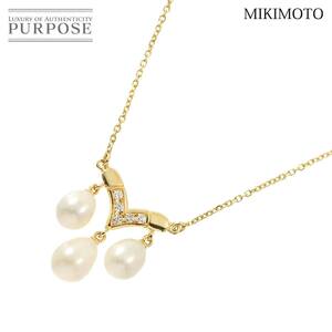 ミキモト MIKIMOTO 淡水真珠 6.7-6.1mm ダイヤ ネックレス 37cm K18 YG イエローゴールド 750 パール Pearl Necklace 90234043