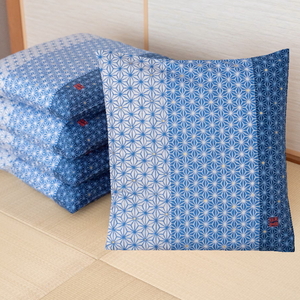 座布団カバー ５枚組 日本製 55×59cm 銘仙判 麻の葉模様 ネイビー 日本の伝統美 オシャレ