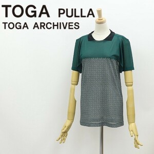 美品◆TOGA PULLA トーガプルラ ペイズリー柄 シアー ハンカチーフスリーブ トップス グリーン 1