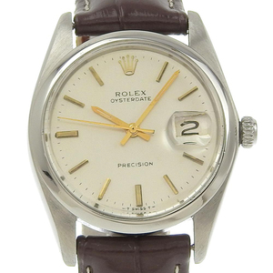 ROLEX ロレックス オイスターデイト 6694 4851 腕時計 SS×レザー シルバー 手巻き メンズ シルバー文字盤【I190123006】中古