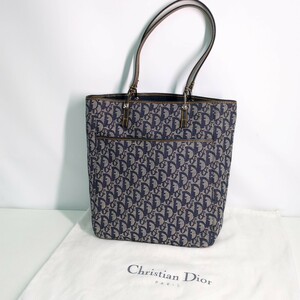 【美品】Christian Dior クリスチャン ディオール トロッター トートバッグ ネイビー ブルー