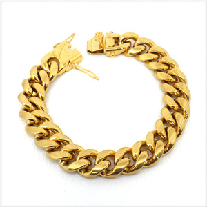 [BRACELET] 18K Gold Filled Miami Curb Cuban Chain 14mm 極太 オーバル 喜平 チェーン ゴールド ブレスレット 225mm (90g)