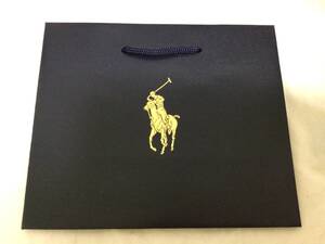 POLO ポロ RALPH LAUREN ラルフローレン ショップ 買い物 紙袋 ネイビー 約24×20×12㎝ 送180