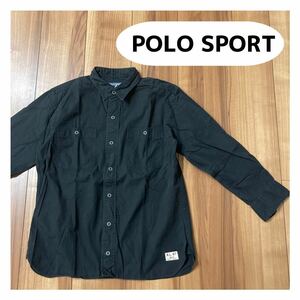 POLO SPORT ポロスポーツ RALPH LAUREN ラルフローレン 長袖シャツ スナップボタン ブラック キッズ140 玉mc1697