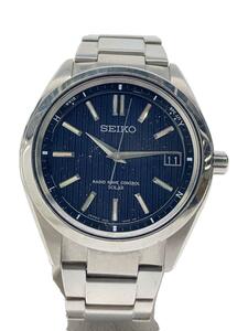 SEIKO◆ソーラー腕時計/アナログ/BLK/SLV/7B24-0BH0