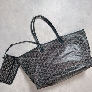 【最高級】　GOYARD ゴヤール サンルイPM トートバッグ ポーチ付 ブラック トートバッグ かばん 鞄 カバン 黒色 ヘリンボーン