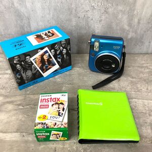 極美品 FUJIFILM 富士フイルム instax mini70 チェキ インスタントカメラ ブルー フィルム20枚 電池などおまけ付属　戌