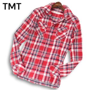 TMT ティーエムティー ビッグホリデー TSH-F0901R 秋冬★ 長袖 ウエスタン チェック ネル シャツ Sz.S メンズ 日本製 赤　I4T03991_C#B