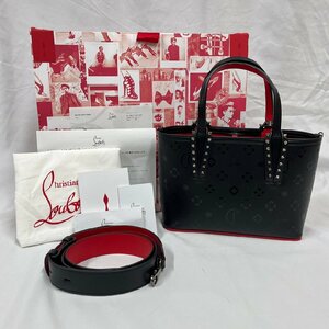 ▽▼【極美品】クリスチャン ルブタン Christian Louboutin カバタ ミニ トート/ショルダーバッグ 2WAY カーフレザー 黒系色 レディース