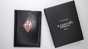 EXENTRI エキセントリ 極薄二つ折り財布(シンプル クレジットカード スキミング防止 本革 薄型 キャッシュレス 定期ケース カードケース 