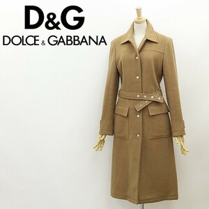 ◆D&G ドルチェ＆ガッバーナ ウール ベルテッド コート キャメル 26/40