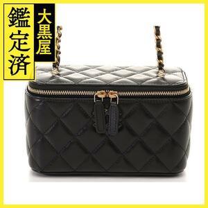 CHANEL　シャネル　マトラッセ　ミラー付横型バニティ　AP3940　ブラック　GP金具　ラムスキン　シリアルランダム【433】