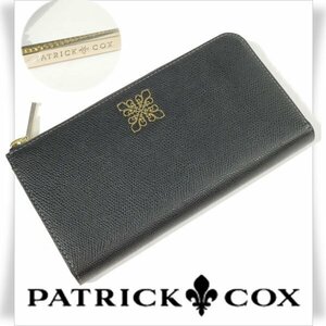 新品1円～★PATRICK COX パトリック コックス メンズ 牛革 本革 レザー L字ファスナー長財布 ロングウォレット 黒 ブラック ◆S1042◆