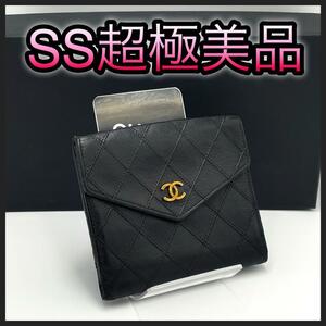 CHANEL シャネル　折財布　キャビアスキン　ビコローレ　黒　美品　定番　人気　お得　早い者勝ち