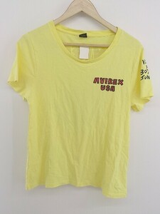 ◇ AVIREX アヴィレックス バックプリント 半袖 Tシャツ カットソー サイズF イエロー マルチ メンズ P