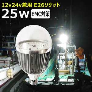  LED電球 透明カバー 25w 船舶用 集魚灯 マリンランプ交換 防水電球 エンジンルーム 御輿などの提灯に DC12V 24Ｖ用 作業灯 LED LED投光器 